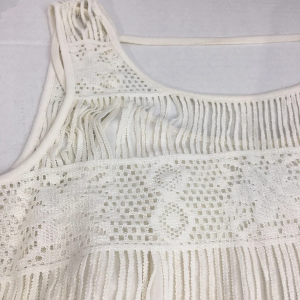 Crochet Fringe Mini Dress NWT | Boho Coastal Swim Coverup · American Eagle - Picture 2 of 12